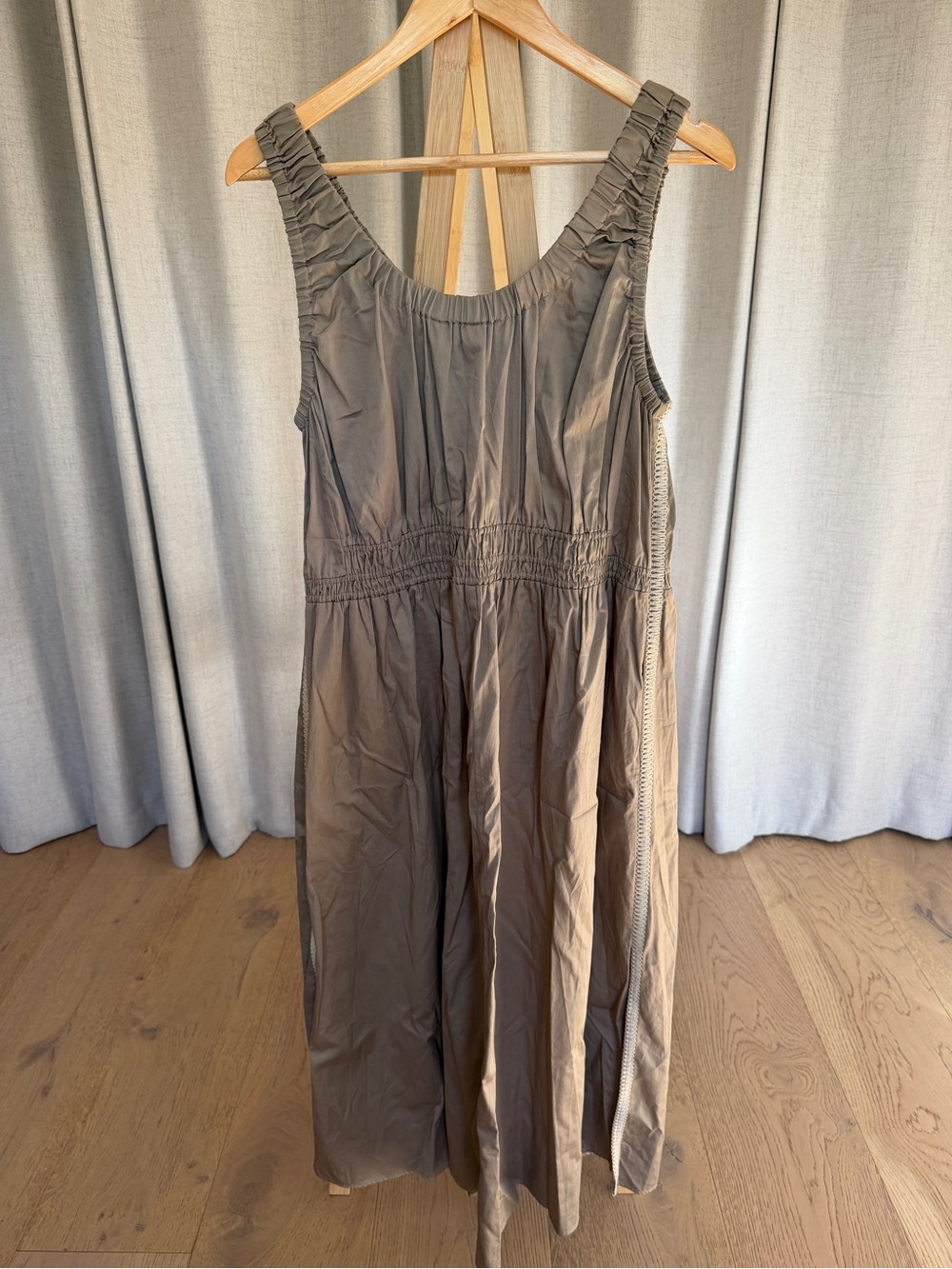 Reiss Olive Khaki Sleeveless Dress with side stitch detail Size 12